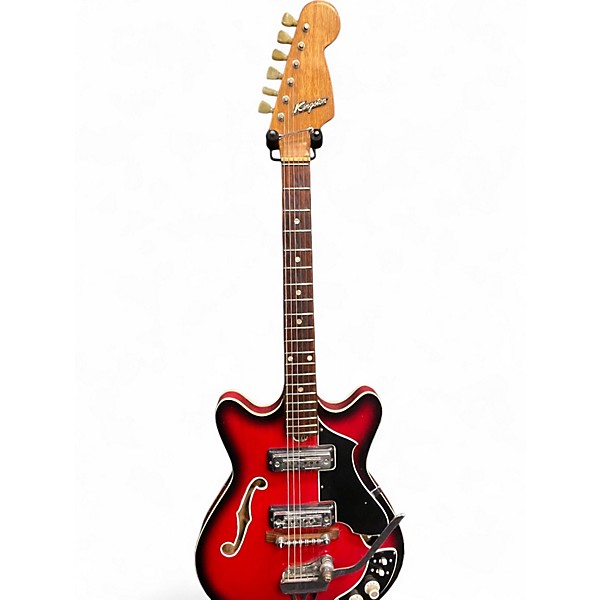 Used Kingston Model 3 Crimson Red Burst Hollow Body Electric Guitar