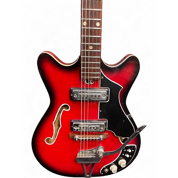 Used Kingston Model 3 Crimson Red Burst Hollow Body Electric Guitar