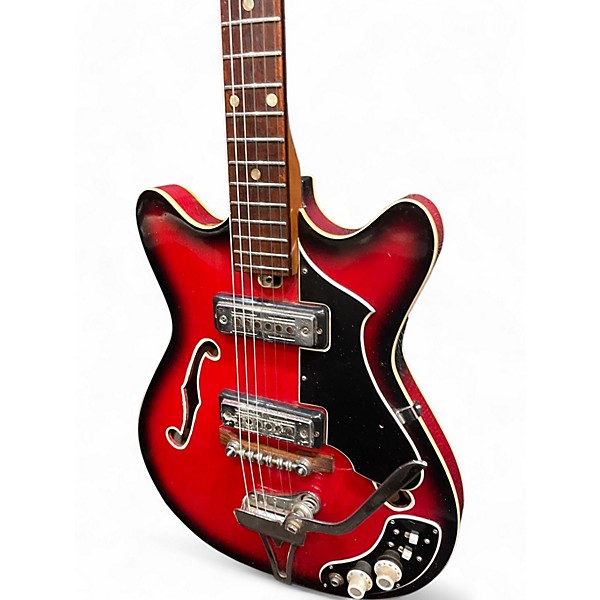Used Kingston Model 3 Crimson Red Burst Hollow Body Electric Guitar