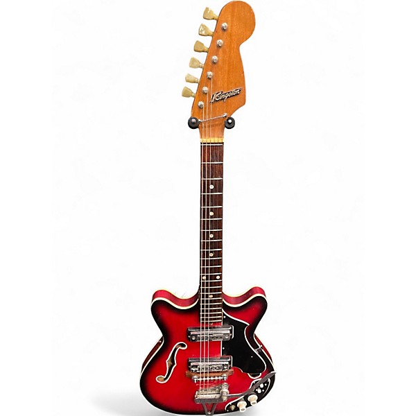 Used Kingston Model 3 Crimson Red Burst Hollow Body Electric Guitar