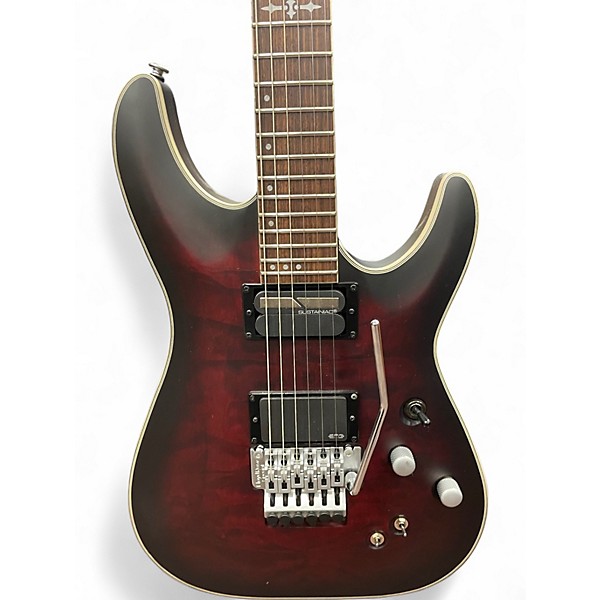 Used Schecter Guitar Research C-1 Platinum FR S Satin Crimson Red Burst Solid Body Electric Guitar