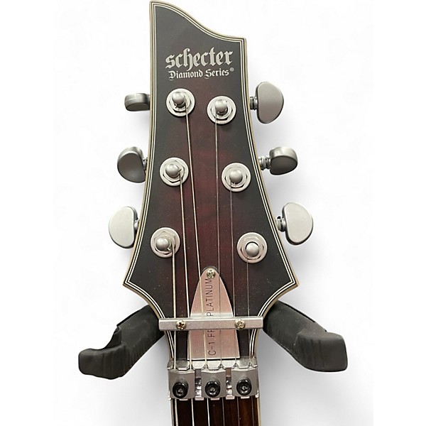Used Schecter Guitar Research C-1 Platinum FR S Satin Crimson Red Burst Solid Body Electric Guitar