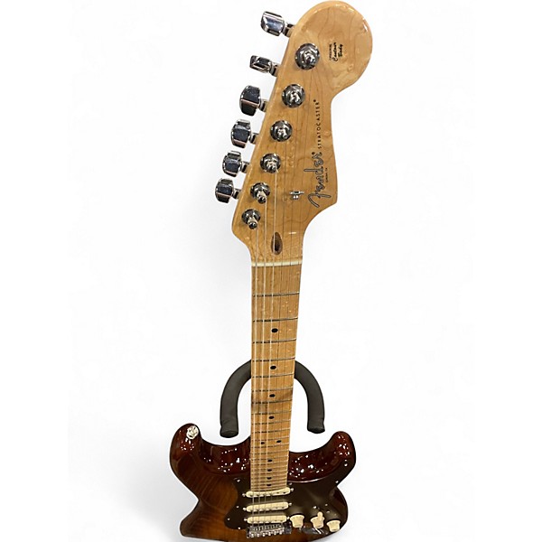 Used Fender Exotic Series Shedua Top Stratocaster Sunburst Solid Body Electric Guitar