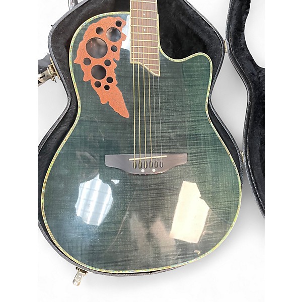 Used Ovation ce44p elite plus Trans Green Acoustic Electric Guitar