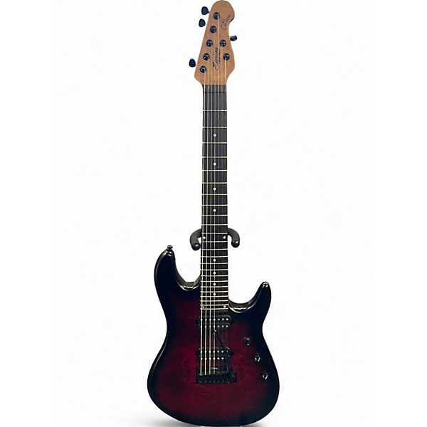 Used Sterling by Music Man JASON RICHARDSON CUTLASS 7 STRING DARK SCARLET BURST SATIN Solid Body Electric Guitar