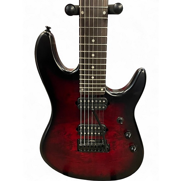 Used Sterling by Music Man JASON RICHARDSON CUTLASS 7 STRING DARK SCARLET BURST SATIN Solid Body Electric Guitar