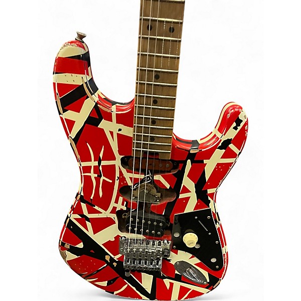 Used EVH Striped Series Frankie STRIPED-RED/WHITE/BLACK Solid Body Electric Guitar