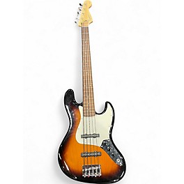 Used Squier jazz bass 5 string 3 Tone Sunburst Electric Bass Guitar