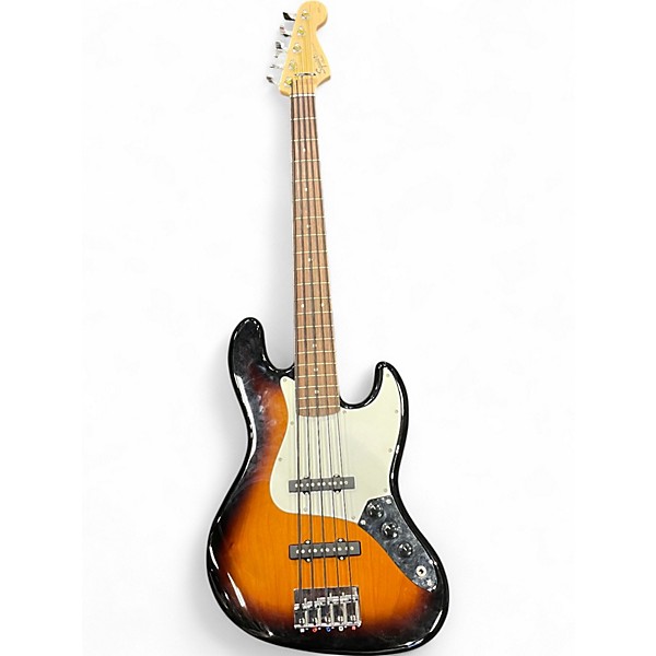 Used Squier jazz bass 5 string 3 Tone Sunburst Electric Bass Guitar