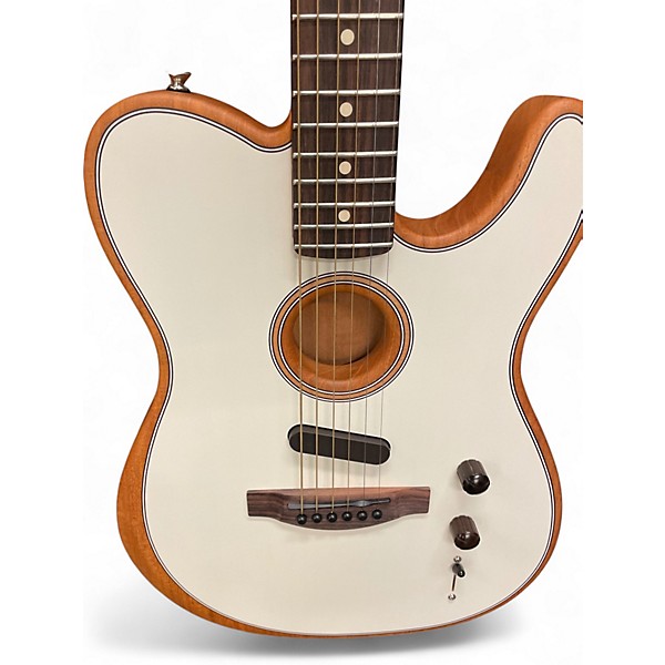 Used Fender Acoustasonic Player Telecaster White Acoustic Electric Guitar