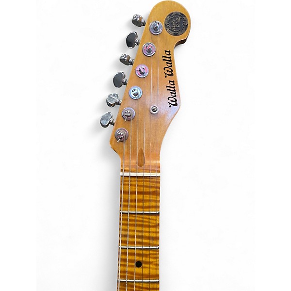 Used Walla Walla custom bamboo Natural Hollow Body Electric Guitar