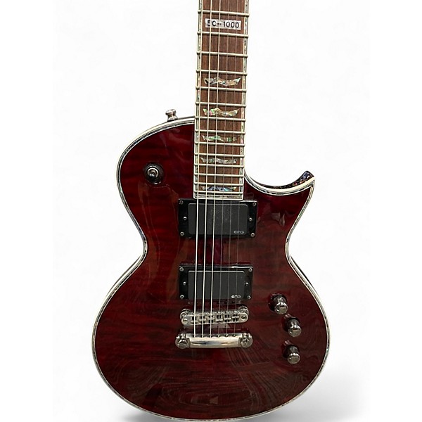 Used ESP LTD EC1000qm Red Solid Body Electric Guitar
