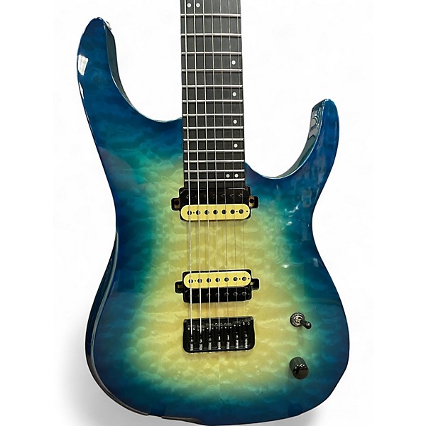 Used Cerberus EREBUS 7 AE Blue Burst Solid Body Electric Guitar