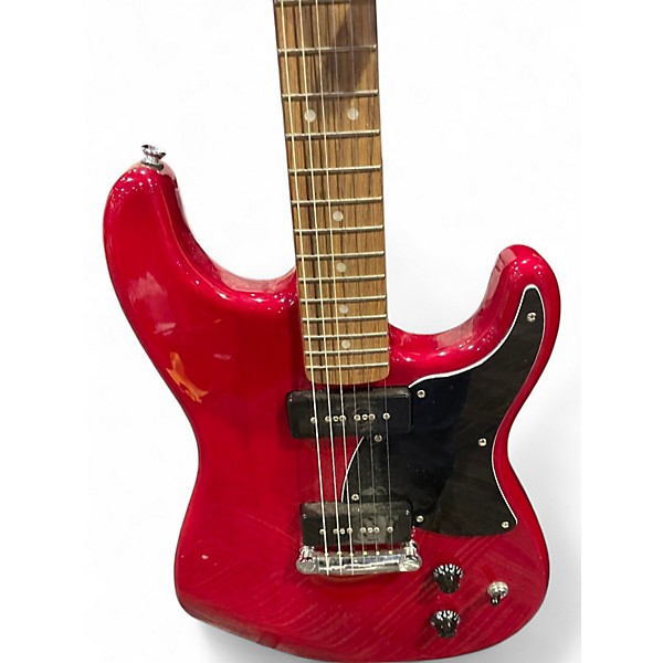 Used Squier Paranormal Strat-O-Sonic Crimson Red Transparent Solid Body Electric Guitar