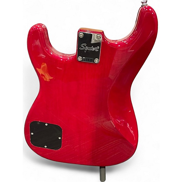 Used Squier Paranormal Strat-O-Sonic Crimson Red Transparent Solid Body Electric Guitar