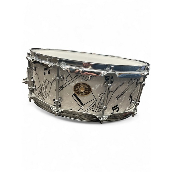 Used Ludwig 14in LIMITED EDITION 1940S TOP HAT Pearl White Drum