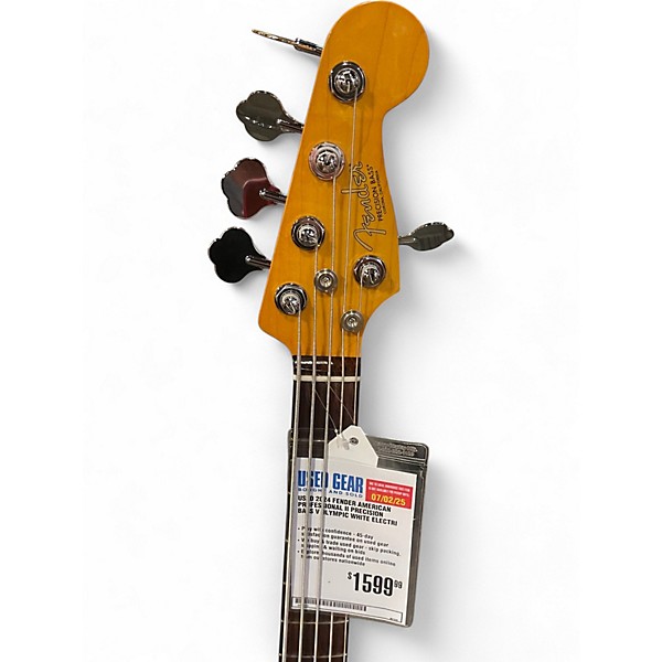 Used 2024 Fender American Professional II Precision Bass V Olympic White Electric Bass Guitar