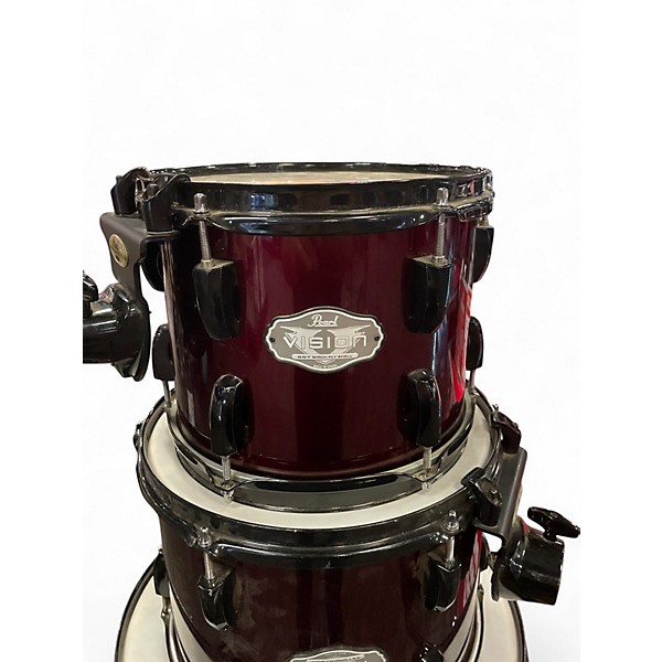 Used Pearl 4 Piece Vision Candy Apple Red Drum Kit