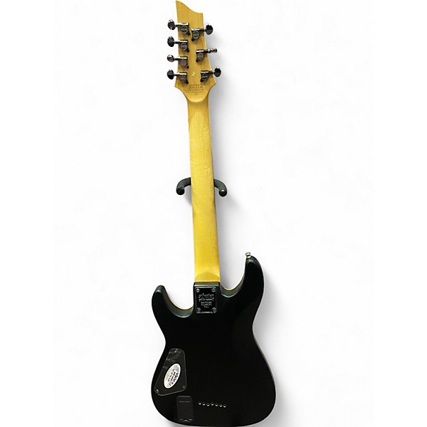 Used Schecter Guitar Research Demon 7 String Black and Gold Solid Body Electric Guitar
