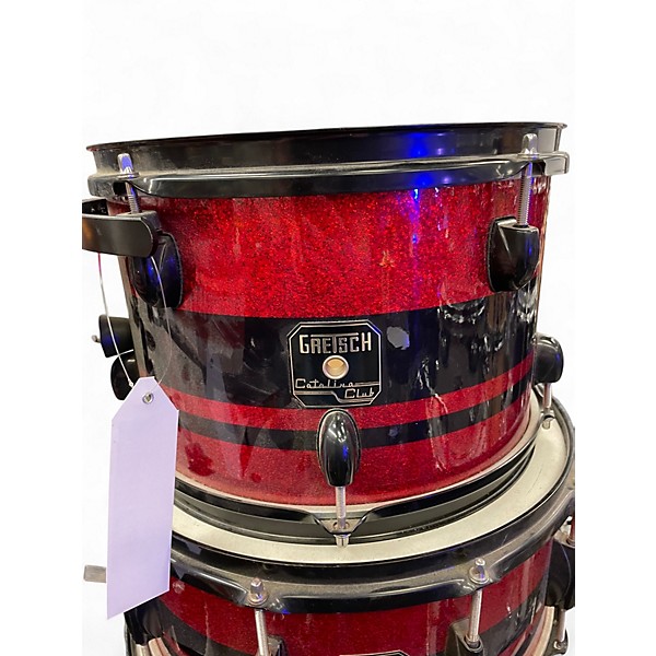 Used Gretsch Drums 4 Piece Catalina Mod RED SPARKLE Drum Kit
