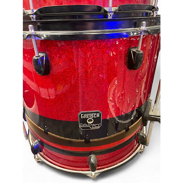 Used Gretsch Drums 4 Piece Catalina Mod RED SPARKLE Drum Kit