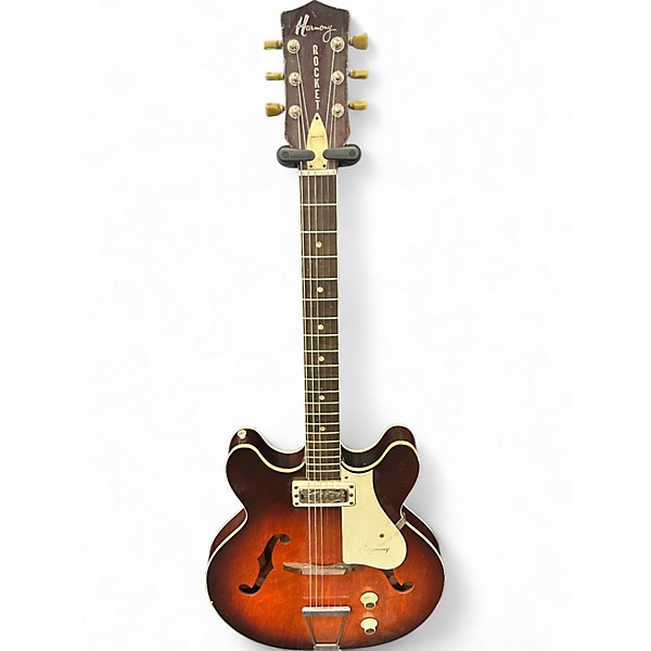 Vintage 1969 Harmony Rocket H53 Red Burst Hollow Body Electric Guitar