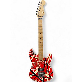 Used EVH Striped Series 5150 Red with Black and White Stripes Solid Body Electric Guitar