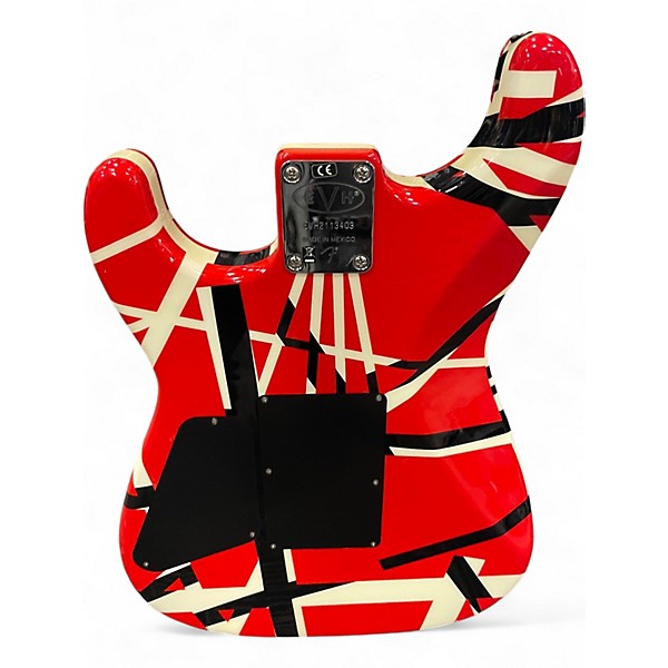 Used EVH Striped Series 5150 Red with Black and White Stripes Solid Body Electric Guitar