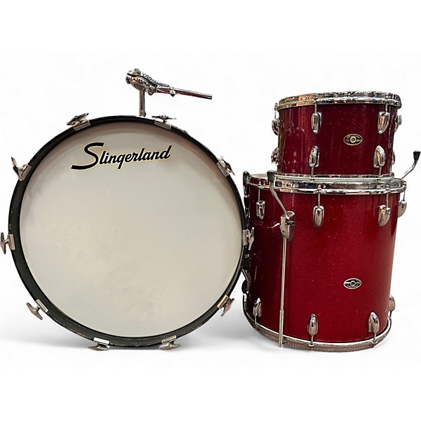 Used Slingerland 3 Piece Club Kit Red Sparkle Drum Kit