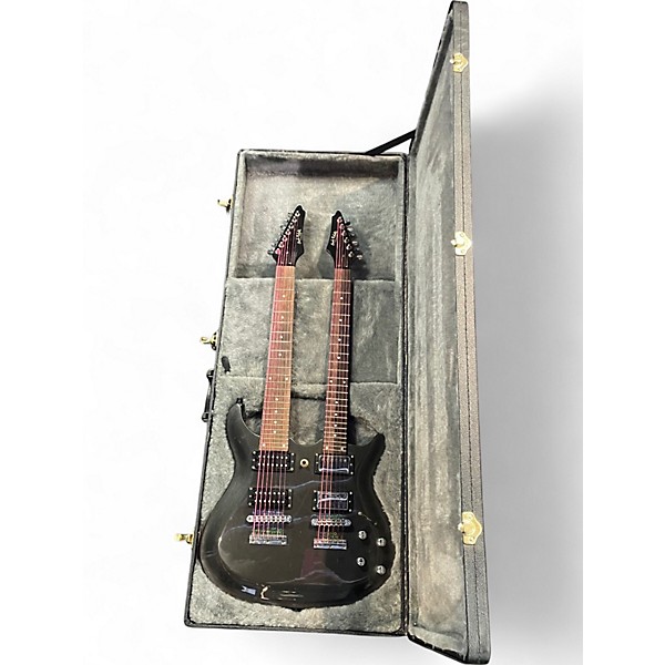 Used Carlo Robelli Double Twin Neck 6 & 7 String Gray Solid Body Electric Guitar