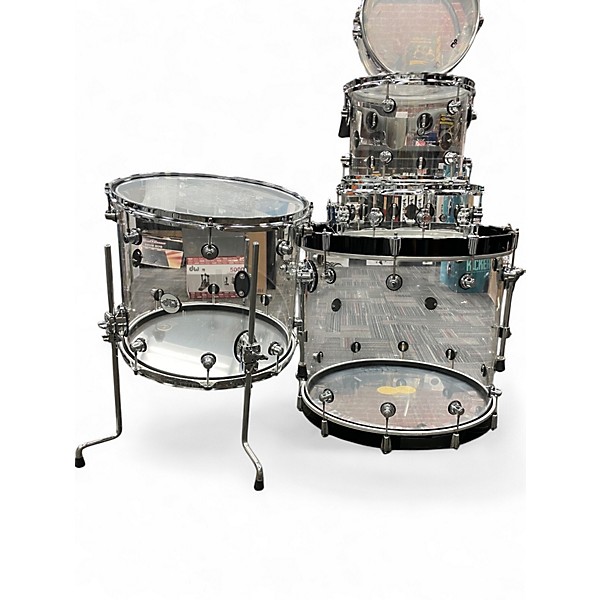 Used DW 5 Piece Performance Series Clear Drum Kit