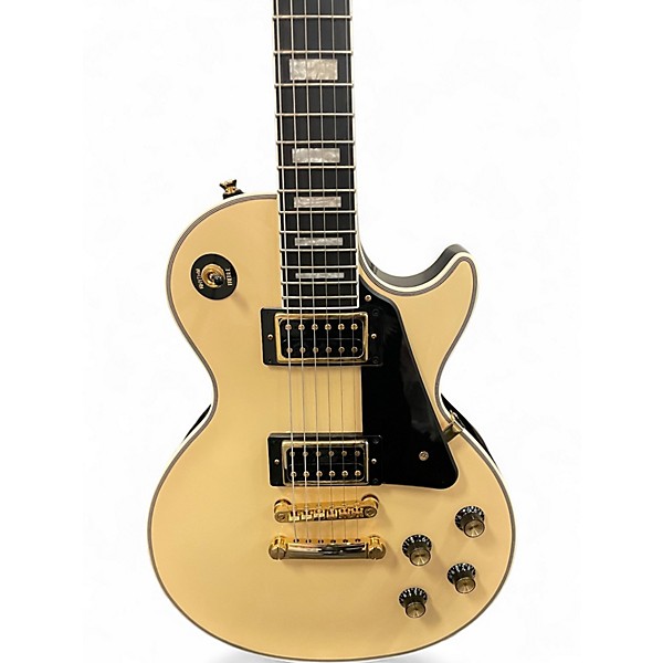 Used Epiphone Les Paul Custom Blackback White Solid Body Electric Guitar