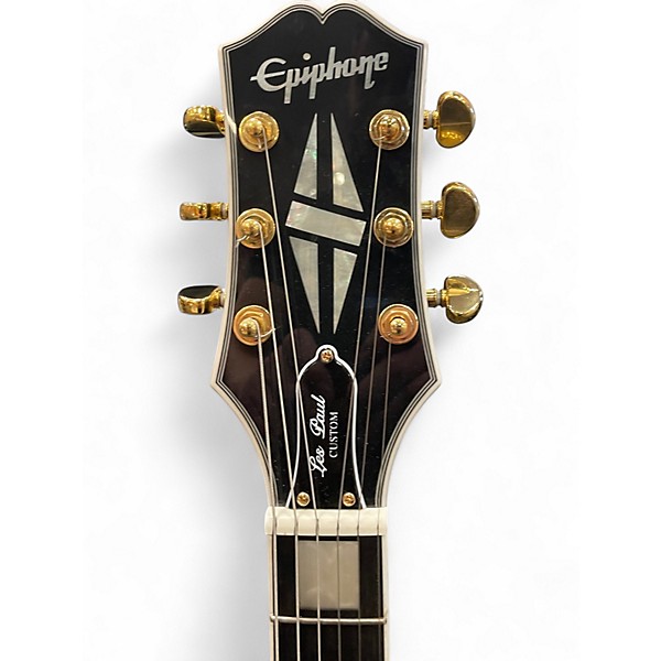 Used Epiphone Les Paul Custom Blackback White Solid Body Electric Guitar
