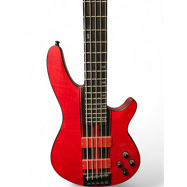 Used Schecter Guitar Research C-5 GT Satin Trans Red Electric Bass Guitar