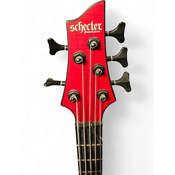 Used Schecter Guitar Research C-5 GT Satin Trans Red Electric Bass Guitar