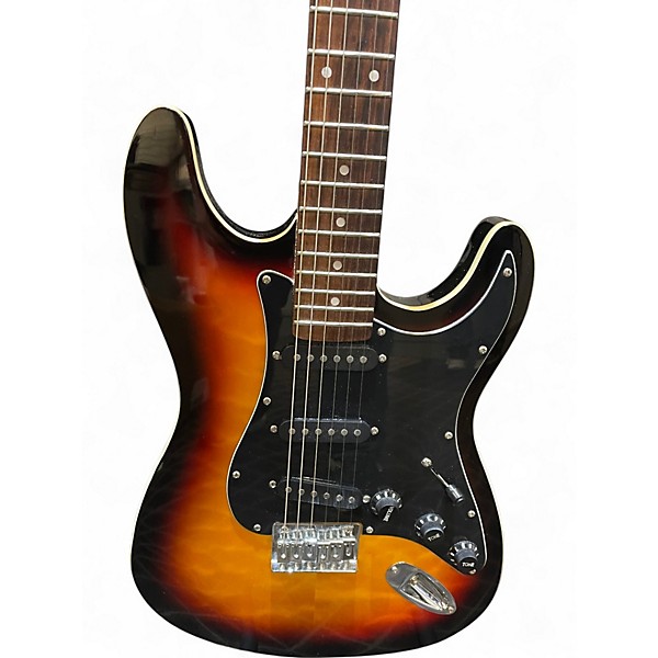 Used Custom Build Bound Double Cut 2 Tone Sunburst Solid Body Electric Guitar