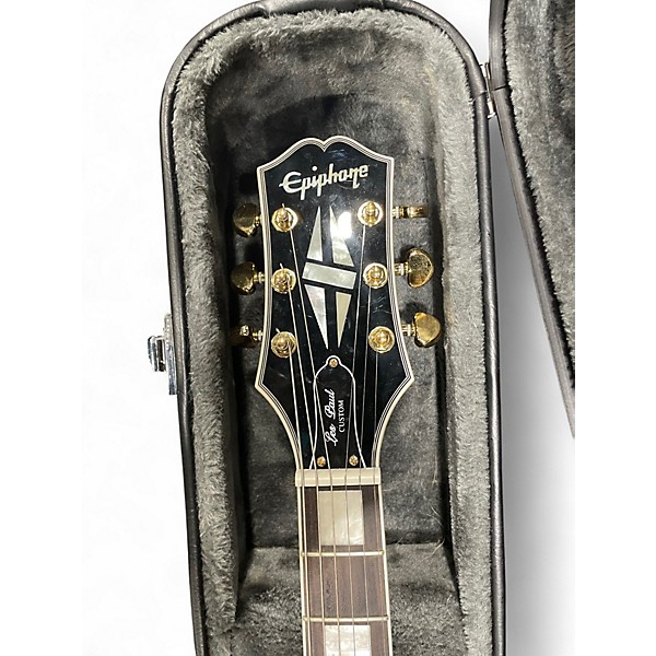 Used 2021 Epiphone Les Paul Custom Ebony Solid Body Electric Guitar