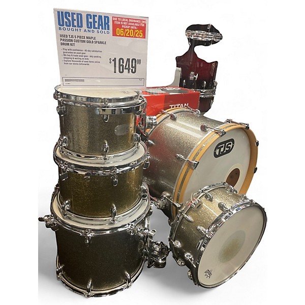 Used Tjs 5 Piece MAPLE PASSION CUSTOM GOLD SPARKLE Drum Kit