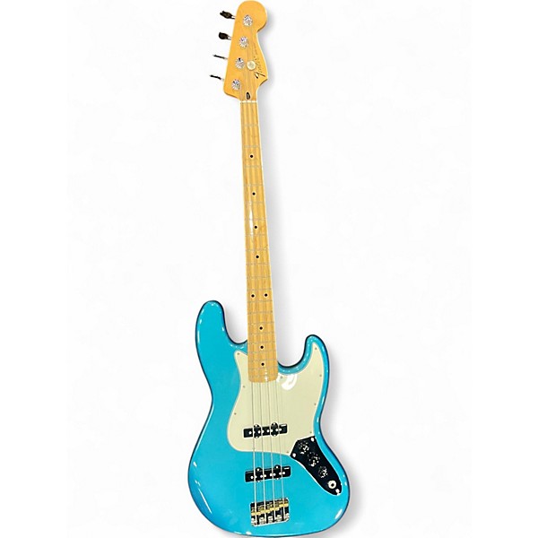 Used Fender Player Jazz Bass Metallic Aqua Marine Electric Bass Guitar
