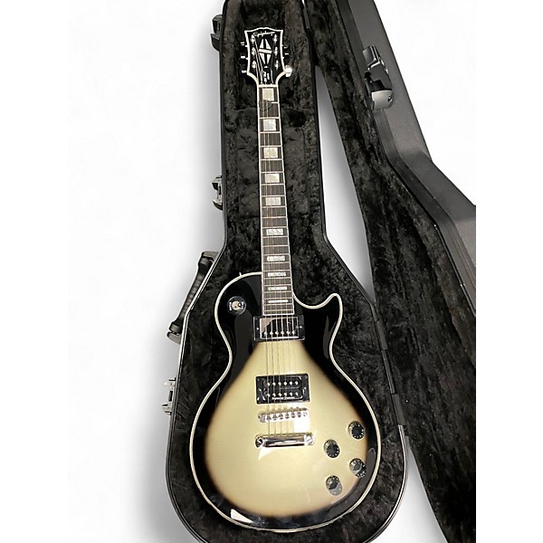 Used 2024 Epiphone Les Paul Custom Black and Silver Solid Body Electric Guitar