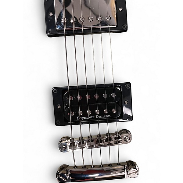 Used 2024 Epiphone Les Paul Custom Black and Silver Solid Body Electric Guitar