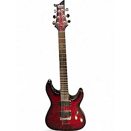 Used Schecter Guitar Research Demon 6 Crimson Red Burst Solid Body Electric Guitar