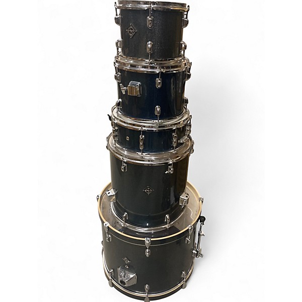 Used Dixon 5 Piece 5-Piece Complete Kit w/Hardware and Cymbals Blue/Gray Sparkle Drum Kit