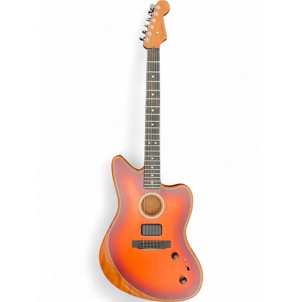 Used Fender Acoustasonic Jazzmaster Bourbon Burst Acoustic Electric Guitar