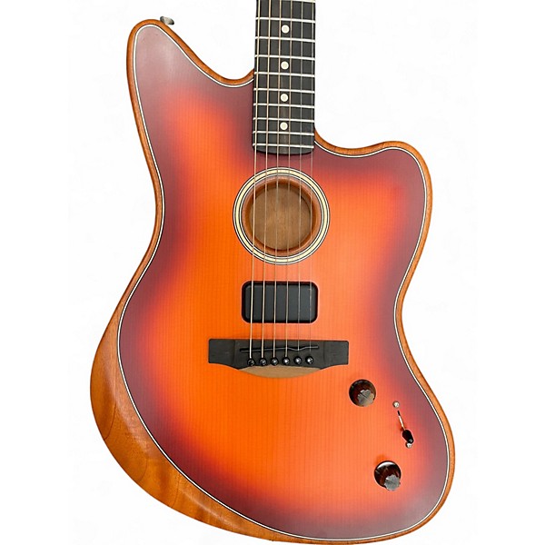 Used Fender Acoustasonic Jazzmaster Bourbon Burst Acoustic Electric Guitar