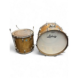 Used Ludwig 2 Piece Classic Maple 70's Blue Olive Badge 2 Piece 22 16 Mahogany Stain Drum Kit