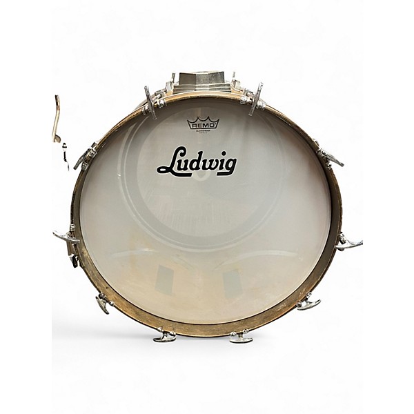 Used Ludwig 2 Piece Classic Maple 70's Blue Olive Badge 2 Piece 22 16 Mahogany Stain Drum Kit