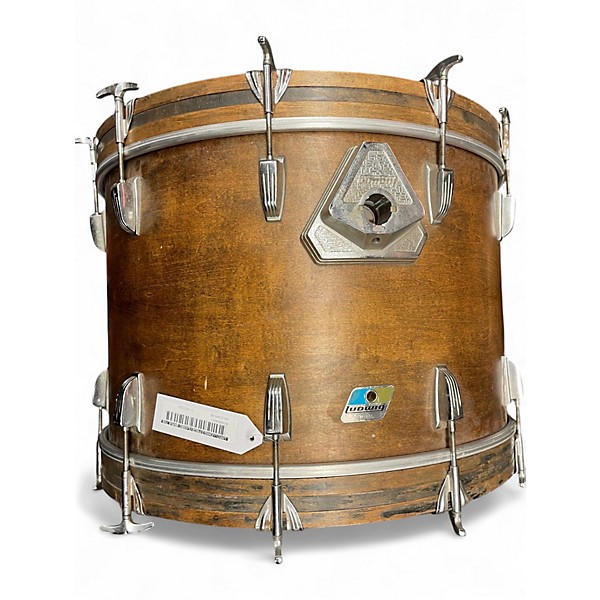 Used Ludwig 2 Piece Classic Maple 70's Blue Olive Badge 2 Piece 22 16 Mahogany Stain Drum Kit
