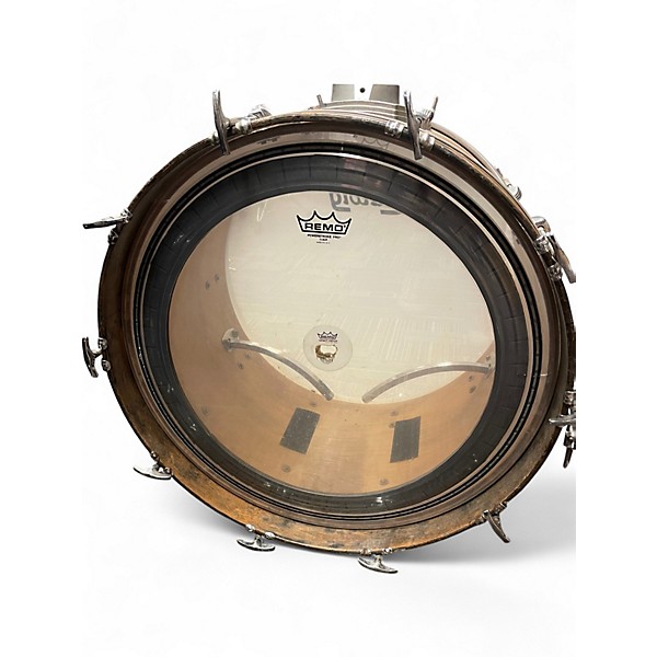 Used Ludwig 2 Piece Classic Maple 70's Blue Olive Badge 2 Piece 22 16 Mahogany Stain Drum Kit