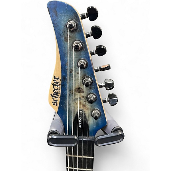 Used Schecter Guitar Research reaper 6 Blue Solid Body Electric Guitar
